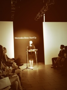 JoAnne Caza welcomes audience at the latest Mercedes-Benz StartUp semi-final, which took place in Kitchener, Canada.