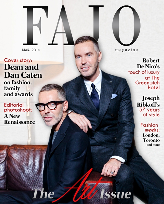 Dean and Dan Caten on the cover of The Art Issue. Photo by Robin Gartner. Graphic design by Kalynn Friesen.