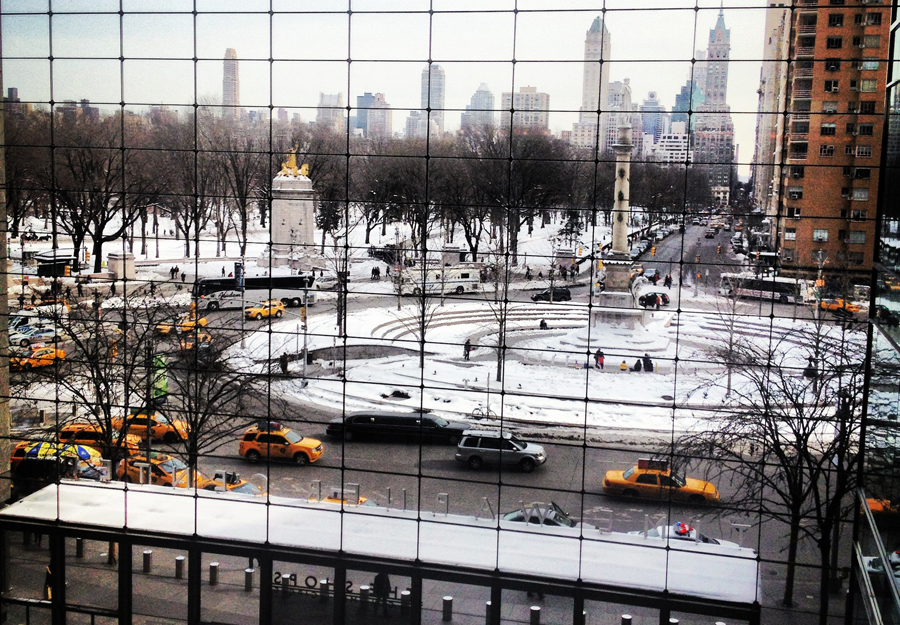 Winter or summer, the Columbus Circle is always busy.